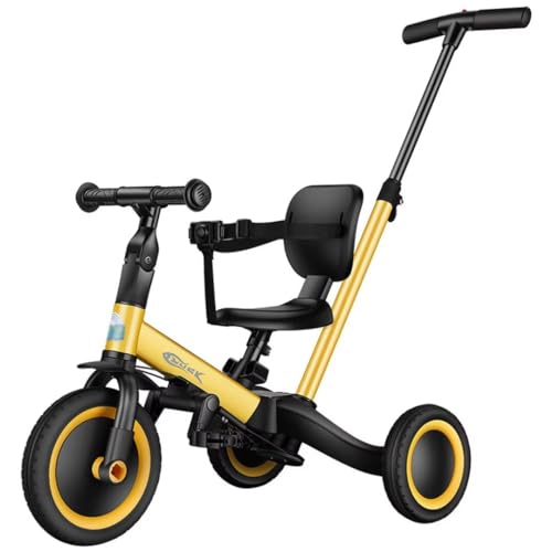 Kleinkind-Dreiräder für 2–5 Jahre, 5-in-1-Laufrad für Kinder mit abnehmbaren Pedalen, schnell kombinierter Hinterradroller, Elternlenkrad, Sitz mit Gurt, klappbarer Lenker von LSQXSS
