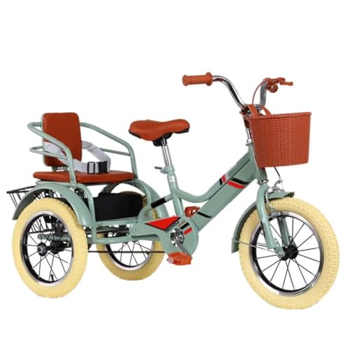 Outdoor-Cruiser-Fahrrad-Dreirad für Jungen und Mädchen,Tandem-Dreirad mit Eltern-Schiebegriff und Armlehne für 2–10 Jahre,Kinder-Dreiräder mit Einzelbremse,Pedal-Dreirad mit Speichen-Luftrad von LSQXSS