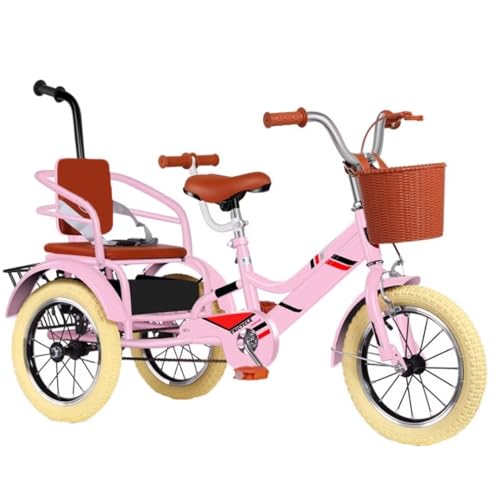 Outdoor-Cruiser-Fahrrad-Dreirad für Jungen und Mädchen,Tandem-Dreirad mit Eltern-Schiebegriff und Armlehne für 2–10 Jahre,Kinder-Dreiräder mit Einzelbremse,Pedal-Dreirad mit Speichen-Luftrad von LSQXSS