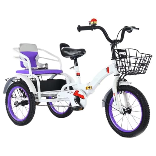 Pedal-Dreiräder für Kleinkinder,Outdoor-Cruiser-Dreiräder,Kettenfahrräder,Tandem-Dreiräder mit Rücksitz,klappbare Kinder-Dreiräder mit Einzelbremse,Dreiräder,Speichen-Luftrad von LSQXSS