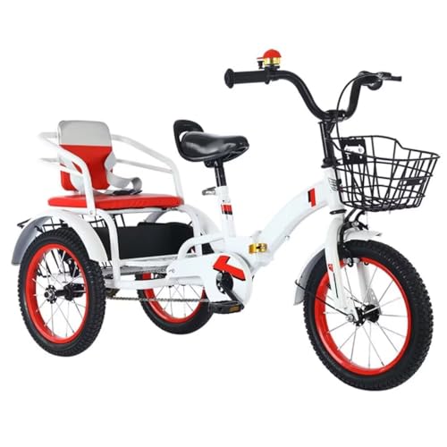 Pedal-Dreiräder für Kleinkinder,Outdoor-Cruiser-Dreiräder,Kettenfahrräder,Tandem-Dreiräder mit Rücksitz,klappbare Kinder-Dreiräder mit Einzelbremse,Dreiräder,Speichen-Luftrad von LSQXSS