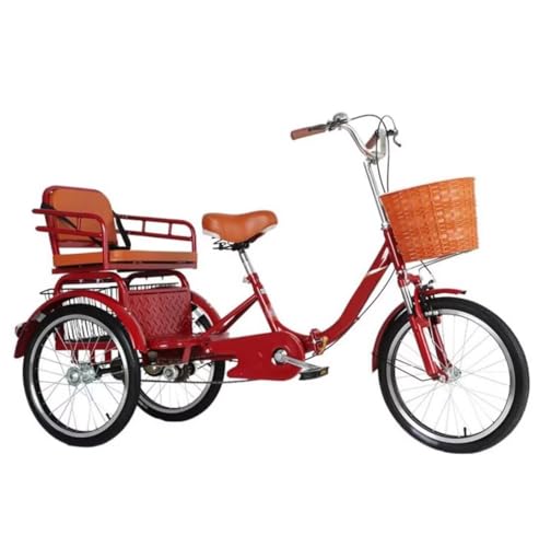 Zusammenklappbares Cruiser-Dreirad zum Abhängen und Reisen,großes 3-Rad-Dreirad für Erwachsene und ältere Menschen,Tandem-Dreirad mit Doppelbremsen,Rikscha-Pedal-Dreirad mit Speichen-Lufträdern von LSQXSS