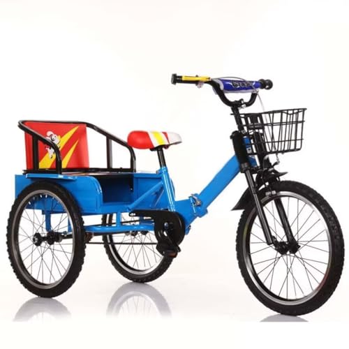 Zusammenklappbares Kinder-Cruiser-Dreirad,Pedal-Dreirad für Kleinkinder im Alter von 3–10 Jahren,Tandem-Dreirad mit klappbarem Rücksitz,Lastendreirad mit Hinterkabine,Speichen-Luftrad von LSQXSS