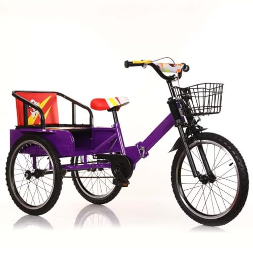 Zusammenklappbares Kleinkind-Dreirad mit Heckkabine,Kinder-Cruiser-Dreirad mit verstärkter Vordergabel,großes Pedalrikscha-Tandem-Dreirad mit Luftreifen und Speichenrad von 3 bis 10 Jahren von LSQXSS