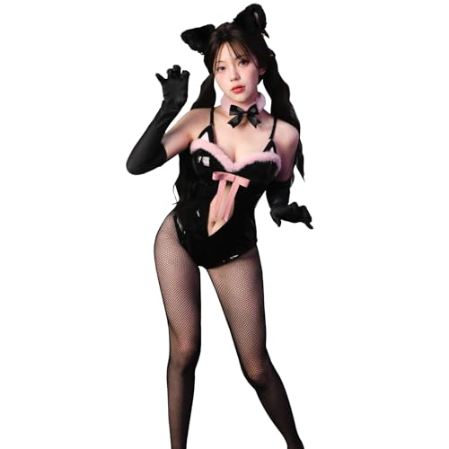 LSYYSK Damen Häschen Cosplay Kostüm Schwarz Bunny Mädchen Outfit Hasenohren Einteiler Bodysuit Halloween Outfit L LSYYSK Damen Häschen Cosplay Kostüm Schwarz Bunny Mädchen Outfit Hasenohren Einteiler Bodysuit Halloween Outfit L von LSYYSKB