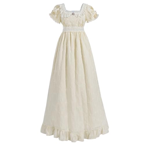 LSYYSKB Regency-Kleid für Damen, viktorianisches Kleid, Vintage-Ballkleid, Schnürung, lang, Empire-Taille, Empire-Creme, Größe M LSYYSKB Regency-Kleid für Damen, viktorianisches Kleid, Vintage-Ballkleid, Schnürung, lang, Empire-Taille, Empire-Creme, Größe M von LSYYSKB