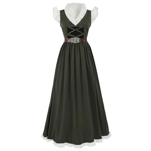 LSYYSKB Renaissance Kleid Damen Mittelalter Kostüm Ren Faire Piraten Überkleid mit Flatterärmeln Shirt XXL von LSYYSKB