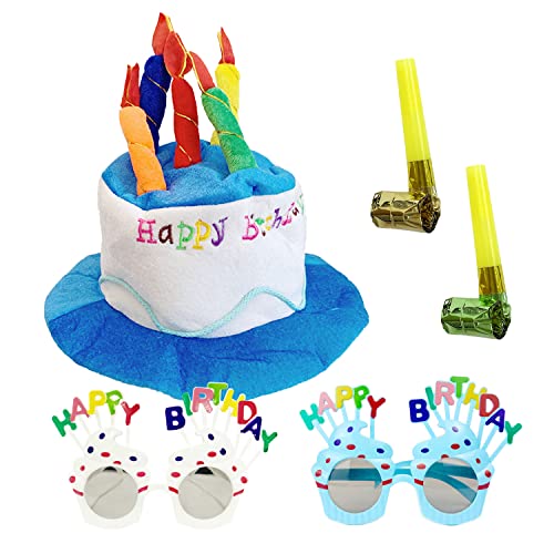 LSYYSL 1 Stück Happy Birthday-Plüschmütze, Kuchen-Plüschmütze mit mehrfarbigen Kerzen, Geburtstagsparty-Anziehshow-Requisiten, kommt mit 2 Stück Geburtstagsgläsern und 2 Stück Partygebläse. LSYYSL 1 Stück Happy Birthday-Plüschmütze, Kuchen-Plüschmütze mit mehrfarbigen Kerzen, Geburtstagsparty-Anziehshow-Requisiten, kommt mit 2 Stück Geburtstagsgläsern und 2 Stück Partygebläse. von LSYYSL