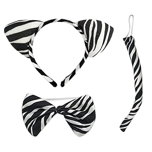 LSYYSL 3-teiliges Zebrakostümset, Ohren Haarreifen, Schleife, Schwanzzubehör, Zebratier-Rollenspiele, geeignet für Kinder und Erwachsene Halloween Karnevalsparty verkleiden sich LSYYSL 3-teiliges Zebrakostümset, Ohren Haarreifen, Schleife, Schwanzzubehör, Zebratier-Rollenspiele, geeignet für Kinder und Erwachsene Halloween Karnevalsparty verkleiden sich von LSYYSL
