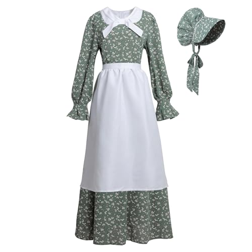 LTAKK Colonial Kleid Damen Prairie Pioneer Kleider Blumen Pilgrim Kostüm, Grün, X-Large LTAKK Colonial Kleid Damen Prairie Pioneer Kleider Blumen Pilgrim Kostüm, Grün, X-Large von LTAKK