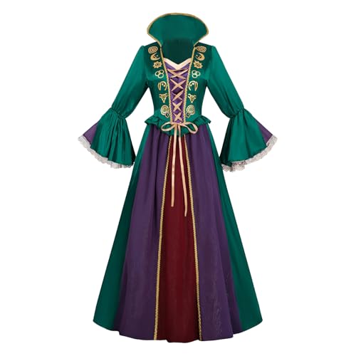 LTAKK Hocus Pocus Sisters Kostüm Winifred Mary Sarah Sanderson Hexenkostüme für Damen Halloween Kleider, Grün , XXL von LTAKK