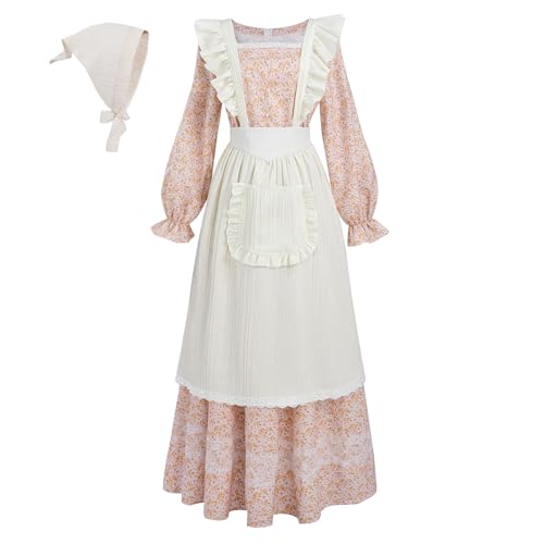 LTAKK Kolonialkleid für Damen, Prärie-Pionier-Kleid, Blumenmuster, Pilger-Kostüm, Bürgerkriegskleid, Orange Floral, XXL LTAKK Kolonialkleid für Damen, Prärie-Pionier-Kleid, Blumenmuster, Pilger-Kostüm, Bürgerkriegskleid, Orange Floral, XXL von LTAKK