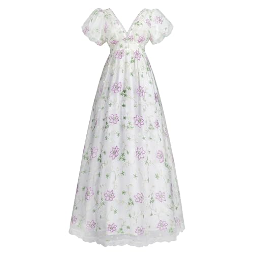 LTAKK Regency-Kleid für Damen, Regency-Kostüm, Empire-Taille, Teeparty, V-Ausschnitt, viktorianisches Kleid mit Schärpe, Flieder, Größe L LTAKK Regency-Kleid für Damen, Regency-Kostüm, Empire-Taille, Teeparty, V-Ausschnitt, viktorianisches Kleid mit Schärpe, Flieder, Größe L von LTAKK