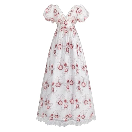 LTAKK Regency-Kleid für Damen, Regency-Kostüm, Empire-Taille, Teeparty, V-Ausschnitt, viktorianisches Kleid mit Schärpe, Rot, Größe M LTAKK Regency-Kleid für Damen, Regency-Kostüm, Empire-Taille, Teeparty, V-Ausschnitt, viktorianisches Kleid mit Schärpe, Rot, Größe M von LTAKK