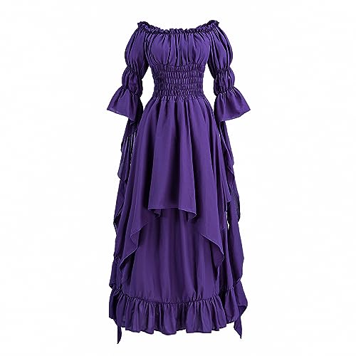 LTAKK Regency-Kleid für Damen, Regency-Kostüm, Empire-Taille, Teeparty, viktorianisches Kleid, Violett, Mittel von LTAKK