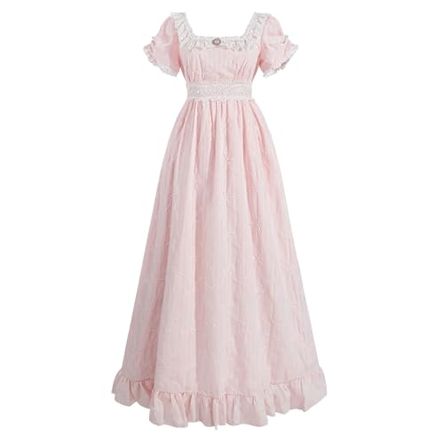 LTAKK Regency-Kleid für Damen, Regency-Kostüm, Empire-Taille, Teeparty, viktorianisches Kleid mit Perlenbrosche, Rose Bloom, Large LTAKK Regency-Kleid für Damen, Regency-Kostüm, Empire-Taille, Teeparty, viktorianisches Kleid mit Perlenbrosche, Rose Bloom, Large von LTAKK
