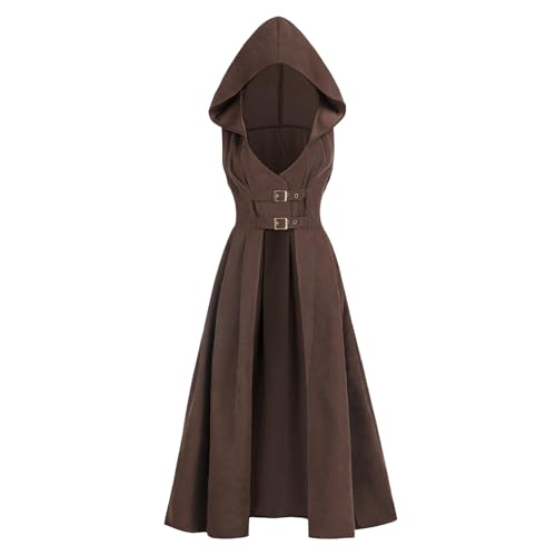 LTAKK Renaissance Kostüm Damen Hoodie Mittelalter Piratenkleid Hoch Niedrig Korsett Ren Faire Überkleid mit Kapuze, XXL LTAKK Renaissance Kostüm Damen Hoodie Mittelalter Piratenkleid Hoch Niedrig Korsett Ren Faire Überkleid mit Kapuze, XXL von LTAKK