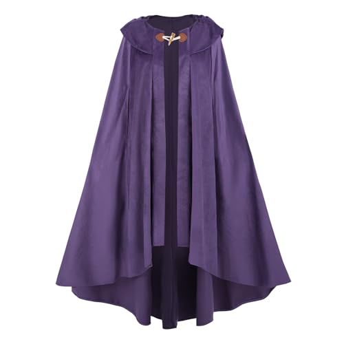 LTAKK Renaissance-Umhang für Damen, mittelalterlicher Umhang für Erwachsene, Hexenmantel, Renfee, Halloween-Kostüme, Violett, M von LTAKK