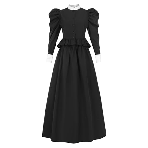 LTAKK Viktorianisches Kleid für Damen, edwardianisches Kostüm, 1800er Jahre, Gigotärmel, Renaissance, Mittelalter-Outfit, 2-teilig, XL von LTAKK