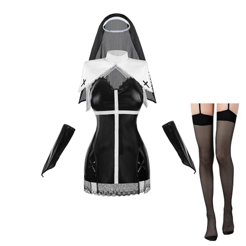LTAKK the Nonne Kostüm Nonne Cosplay Etuikleid mit Handschuhen und Leggings, Large von LTAKK