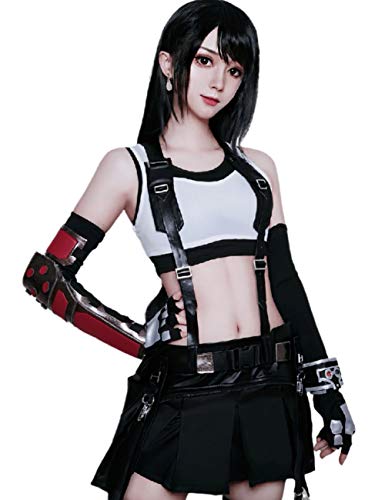 SHANSHAN Tifa Lockhart Cosplay Kostüm Final Fantasy Cosplay FF7 Remake Full Set Outfits Halloween (S-XXL) Weiß, Weiß, XX-Large von LTAKK