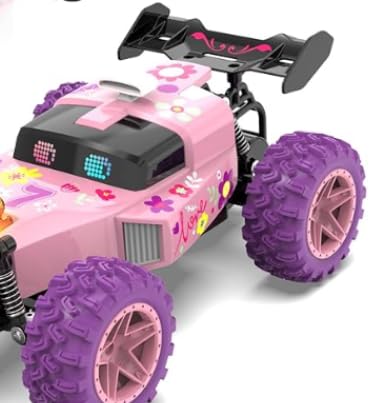 LTFIOON Ferngesteuertes Auto Mädchen Pink, 1:18 RC Buggy mit LED-Beleuchtung & 2 DIY-Stickern, 2.4GHz Anti-Interferenz, 15 km/h, 2 Akkus, Geschenk für Kinder ab 6 Jahren (A) von LTFIOON