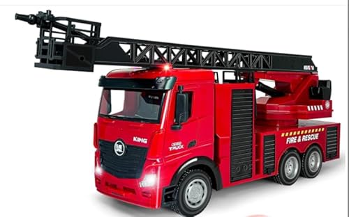 LTFIOON Großes Feuerwehrauto RC 1:18 | 2,4G Feuerwehr Ferngesteuert mit 270° Drehleiter & Spritzfunktion | 7,4V Wiederaufladbar, Licht & Sound | Spielzeug Feuerwehrauto für Kinder ab 3-12 Jahren von LTFIOON