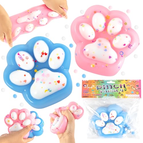 LTFIOON Katzenpfoten Squishy, 2 Stück Riesige Cat Paw Squishy, Squeeze Spielzeug, Süße Weiche Katzenpfoten Quetschspielzeuge für Kinder und Erwachsene, Squishy Cat Paw für Stressabbau (A) von LTFIOON