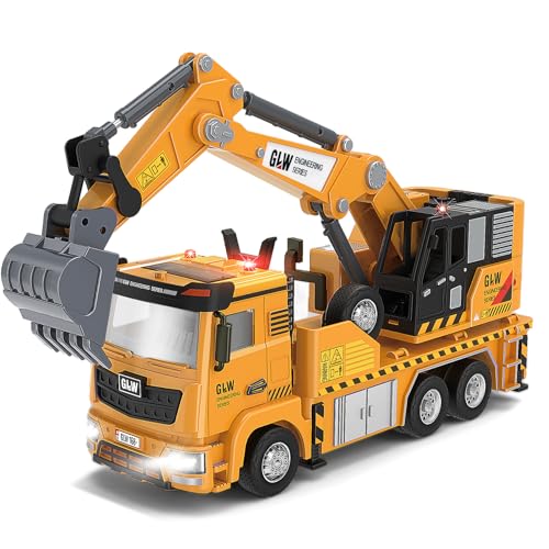 LTFIOON Kinder Baustellenfahrzeuge, 1:40 Metall Baufahrzeuge, Baustellen Fahrzeuge Spielzeug Set, Fahrzeug Baustellenfahrzeuge, Baufahrzeuge Spielzeug Auto für 3 4 5 6 7 Jahre von LTFIOON