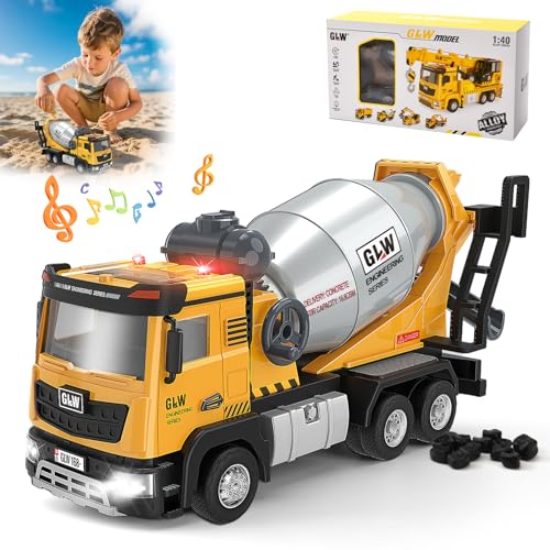 LTFIOON Kinder Betonmischer, 1:40 Betonmisch Fahrzeuge, Baustellen Fahrzeuge Spielzeug Set, Metall Baufahrzeuge, Baustellenfahrzeuge, Baufahrzeug für Kinder ab 3 Jahre von LTFIOON