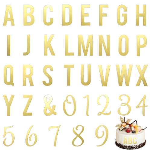 Acryl-Buchstaben, Kuchendekoration, goldfarben, Acryl, für Kuchen, Alphabet, Zahlen, Topper mit A-Z und 0–9, DIY-Cupcake-Dekoration, personalisierbare Buchstaben, Jahrestag, Hochzeit, Babyparty von LTISHABILTD