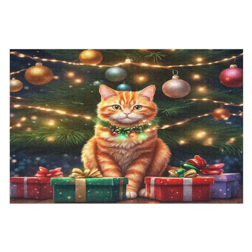 1000 Teile Puzzle Für Jungen Und Mädchen, Standard-Puzzles Weihnachtskatze, Familienspiele, （75×50cm） von LTTTT