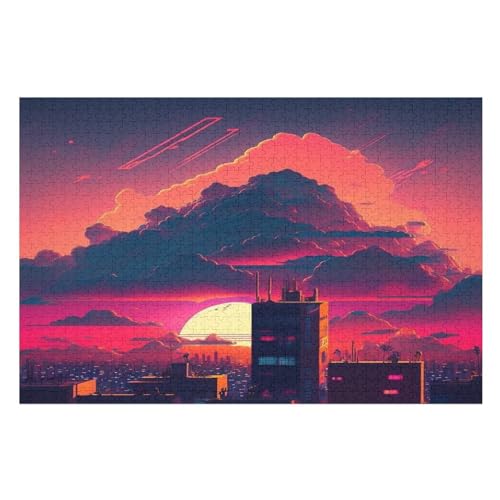 1000-teiliges Puzzles, Tokyo Painted Sonnesets -Puzzle Für Erwachsene Kinder,Holzbrettpuzzle,Erwachsenenpuzzles,Geschenke （75×50cm） von LTTTT