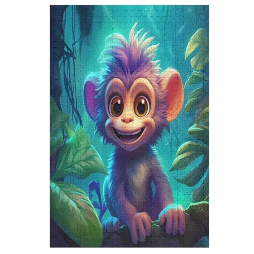 AFFE -Puzzle, 1000 Teile,Holzpuzzle Für Erwachsene Kinder, Lustiges Spielzeug, Denkspiel, Bildungsspiel, 78×53cm von LTTTT