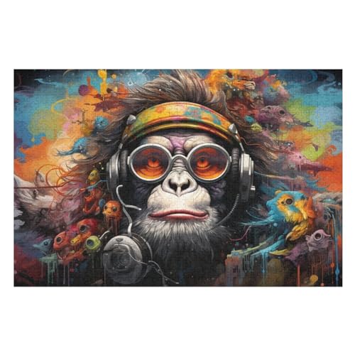 AFFE Puzzles 1000 Teile Erwachsener Kniffel Spaß Für Die Ganze Familie, Holzpuzzle Kinder Erwachsene, Impossible Puzzle Schwer （75×50cm） von LTTTT