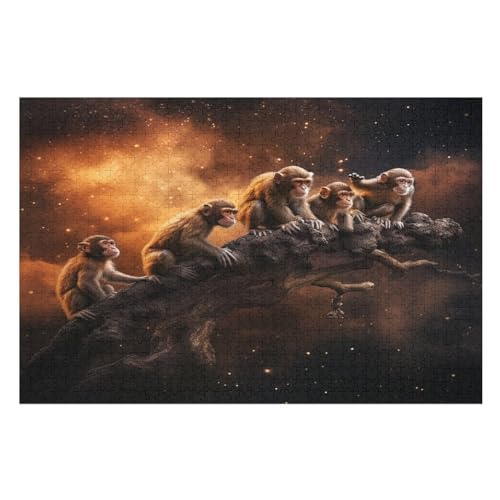 AFFE Puzzles 1000 Teile Erwachsener Kniffel Spaß Für Die Ganze Familie, Holzpuzzle Kinder Erwachsene, Impossible Puzzle Schwer （75×50cm） von LTTTT