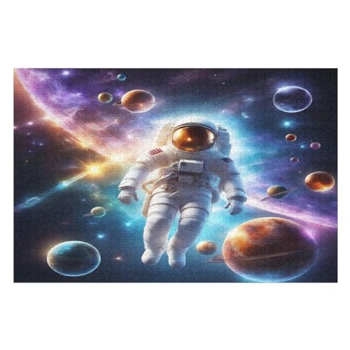 Astronaut Holzpuzzle 1000 Teile Klassische Puzzles Erwachsene Kinder Puzzle DIY Kit Holzspielzeug Einzigartiges Geschenk （75×50cm） von LTTTT