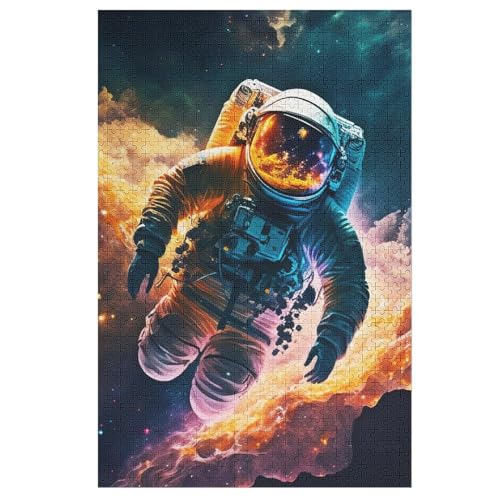 Astronaut Holzpuzzle 1000 Teile Klassische Puzzles Erwachsene Kinder Puzzle DIY Kit Holzspielzeug Einzigartiges Geschenk 78×53cm von LTTTT