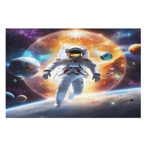 Astronaut Holzpuzzle - 1000 Teiliges Jigsaw Knobelspiel - Puzzle Für Erwachsene & Kinder - Outdoor & Reisespielzeug （75×50cm） von LTTTT