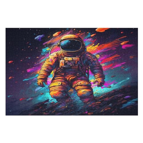 Astronaut-Puzzlespiel Aus Holz, 1000 Puzzleteile, Puzzle Für Teenager Und Erwachsene, Kreatives Spielzeug, Puzzles, （75×50cm） von LTTTT