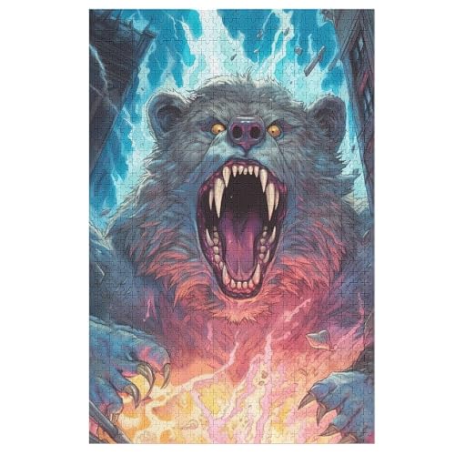 Bär Puzzle Für Erwachsene 1000 Teile Premium Recyceltes Brett Zum Lernen, Lernspielzeug, Familienspiele Kinder Holzpuzzle 78×53cm von LTTTT