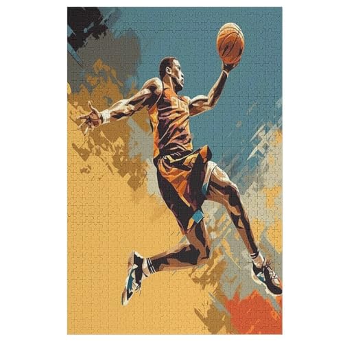 Basketballsport Puzzle 1000 Teile, Holzpuzzle Herausforderndes Geschicklichkeitsspiel Für Die Ganze Familie, Kinder Erwachsenenpuzzle Ab 12 Jahren 78×53cm von LTTTT