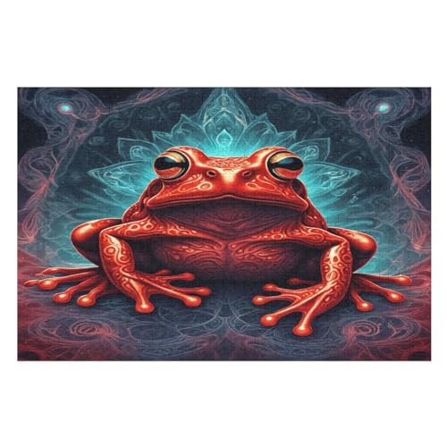 Big Eyed Frosch Puzzles 1000 Teile Erwachsener Kniffel Spaß Für Die Ganze Familie, Holzpuzzle Kinder Erwachsene, Impossible Puzzle Schwer （75×50cm） von LTTTT
