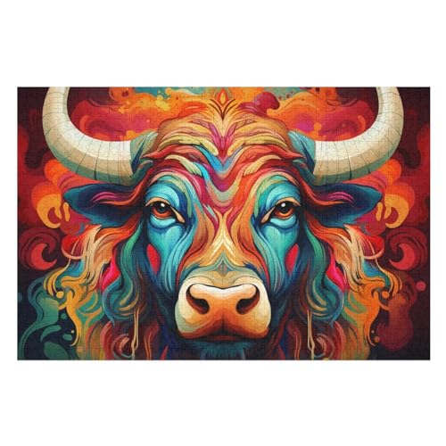 Büffel 1000 Teile Puzzles Für Erwachsene,Holzpuzzle - Verringerter Druck Schwieriges Unmögliche Puzzle Für 12+ Kinder （75×50cm） von LTTTT