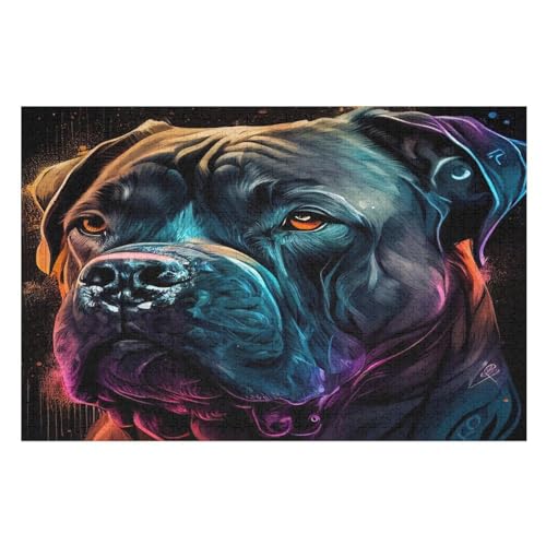 Cane Corso bunt Puzzles 1000 Teile Erwachsener Kniffel Spaß Für Die Ganze Familie, Holzpuzzle Kinder Erwachsene, Impossible Puzzle Schwer （75×50cm） von LTTTT