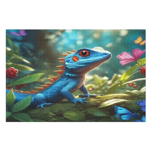 Chamäleon Holzpuzzle - 1000 Teiliges Jigsaw Knobelspiel - Puzzle Für Erwachsene & Kinder - Outdoor & Reisespielzeug （75×50cm） von LTTTT