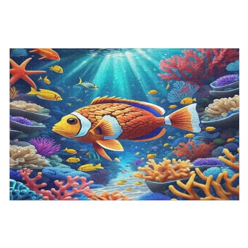 ClownFisch -Puzzle, 1000 Teile,Holzpuzzle Für Erwachsene Kinder, Lustiges Spielzeug, Denkspiel, Bildungsspiel, （75×50cm） von LTTTT
