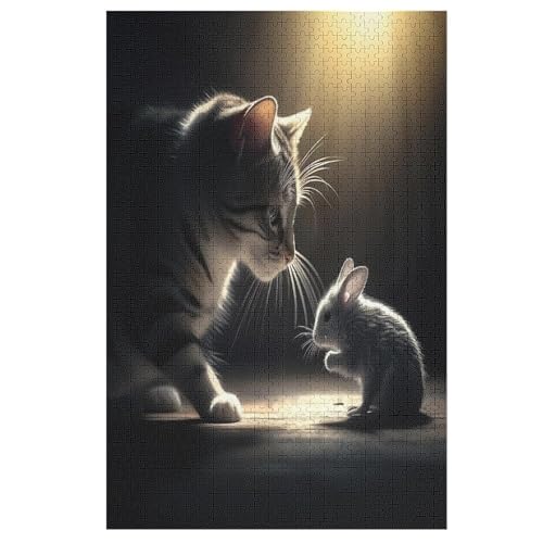 Cute Katze 1000 Teile Puzzles Für Erwachsene, Impossible Puzzle, Geschicklichkeitsspiel Für Die Ganze Familie, Kinder Holzpuzzle 78×53cm von LTTTT