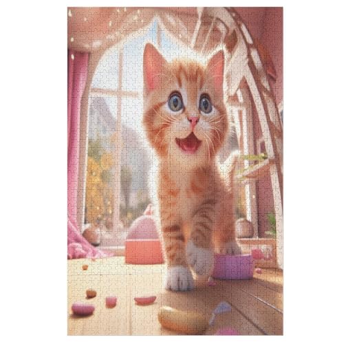 Cute Katze Puzzle 1000 Teile, Holzpuzzle Herausforderndes Geschicklichkeitsspiel Für Die Ganze Familie, Kinder Erwachsenenpuzzle Ab 12 Jahren 78×53cm von LTTTT