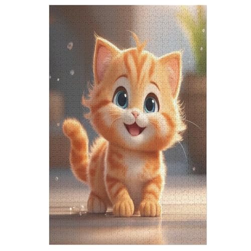Cute Katze Puzzles 1000 Teile Erwachsener Kniffel Spaß Für Die Ganze Familie, Holzpuzzle Kinder Erwachsene, Impossible Puzzle Schwer 78×53cm von LTTTT